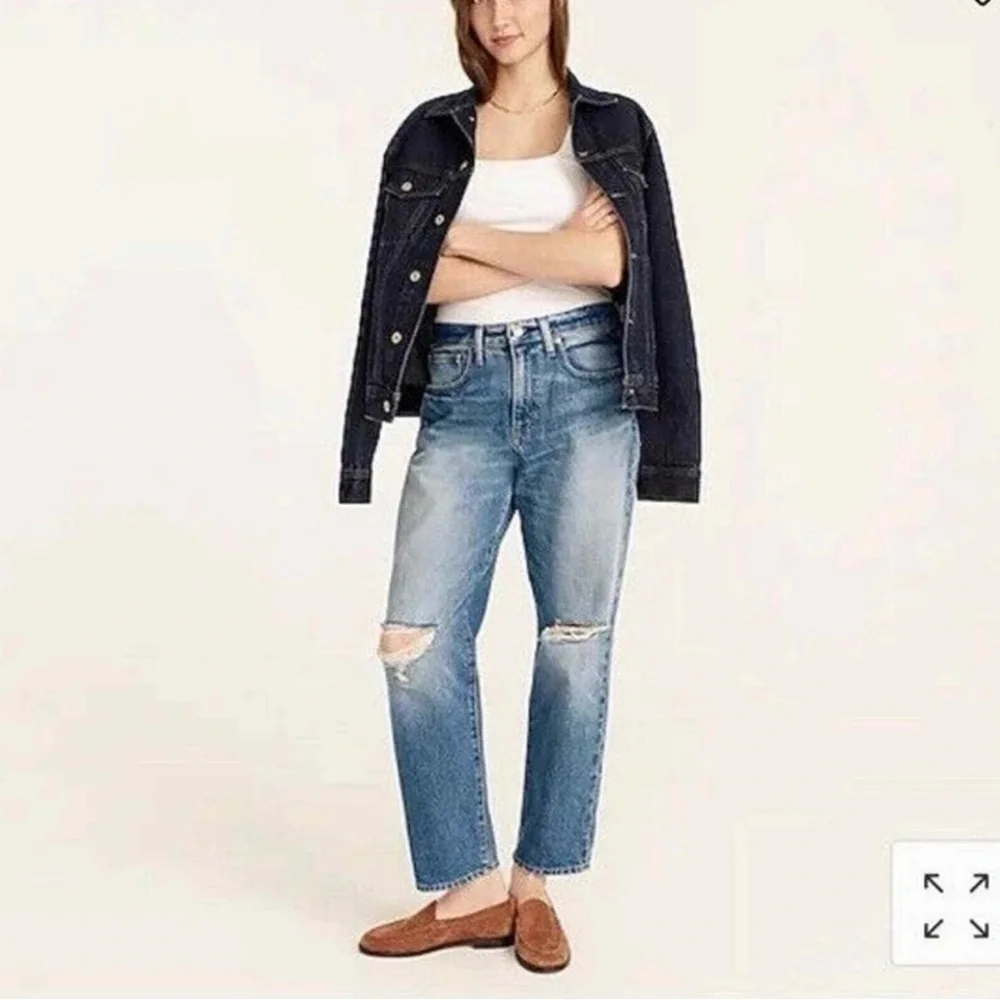 J Crew Slouchy Boyfriend Jeans 28 90s Distressed Medium Wash Spring Capsule